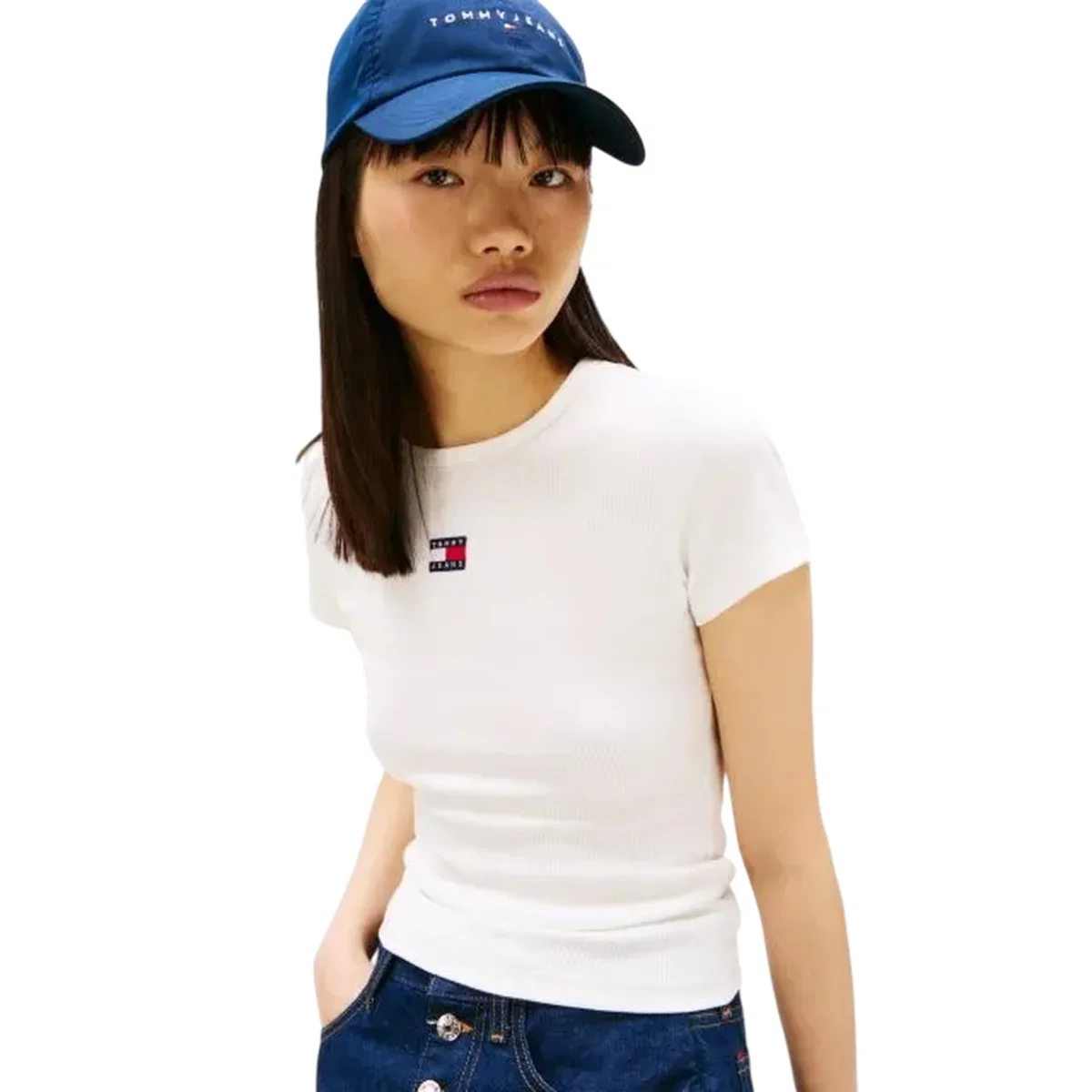 T-shirt Donna a costine Bianco - immagine 3