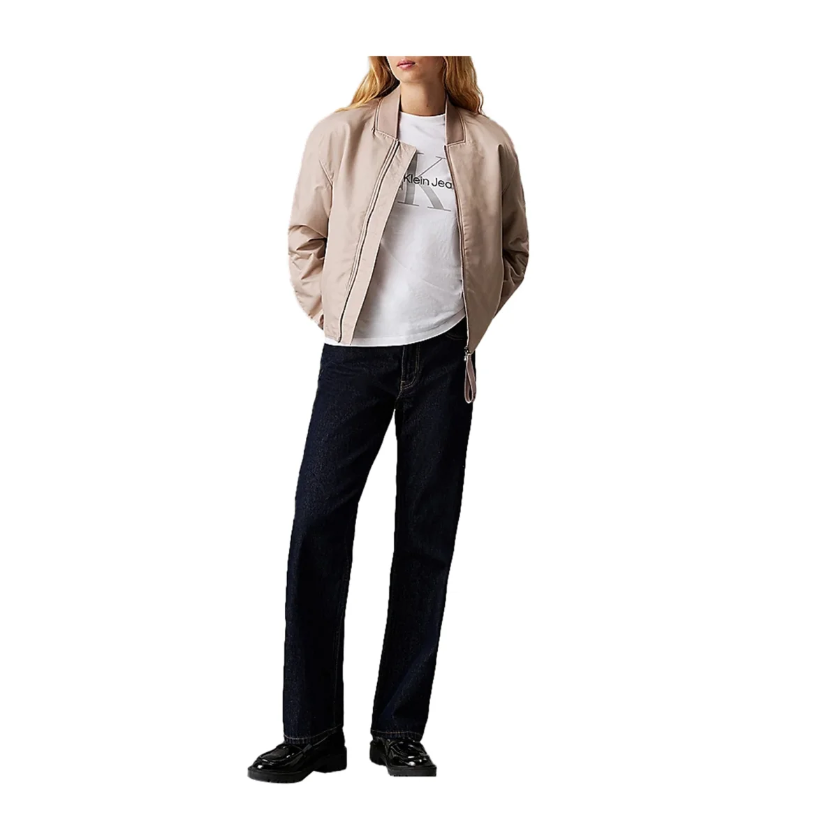 T-shirt Donna tinta unita bianca con logo frontale - immagine 3