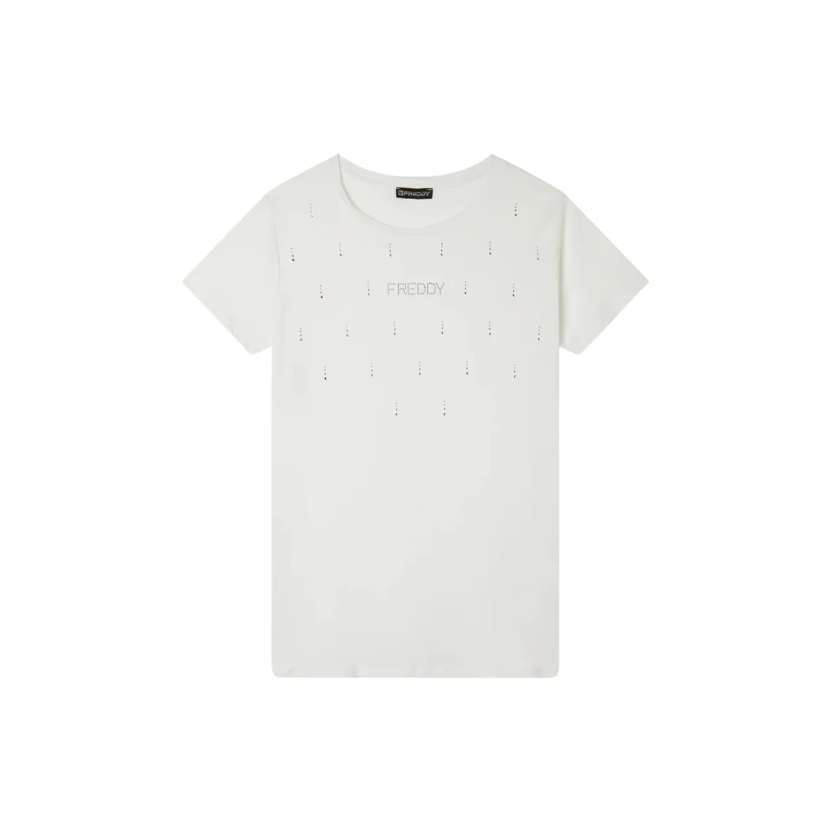 T-Shirt in jersey modal con Strass e Taglio Arrotondato - immagine 2