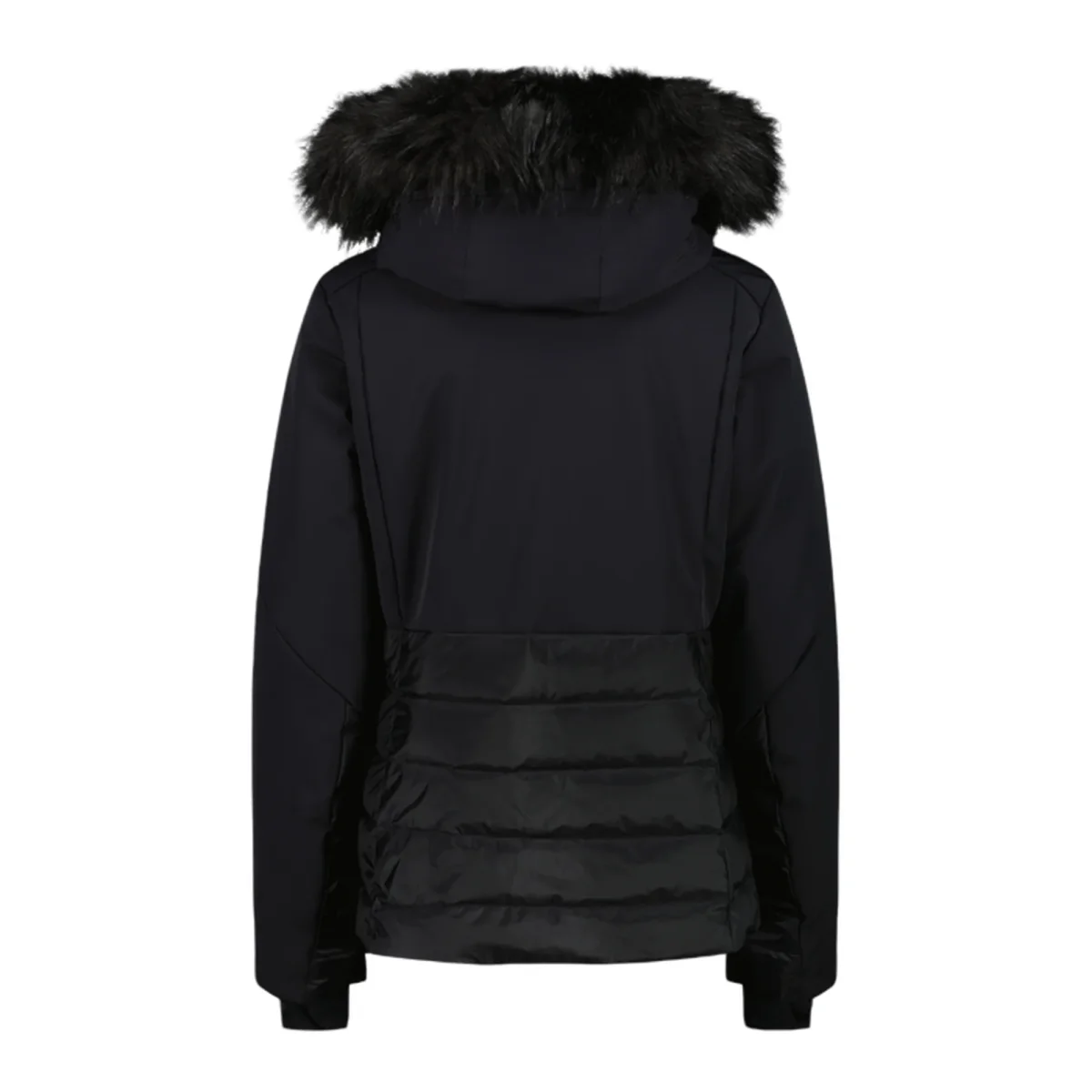 Giacca da sci nera Donna con cappuccio con ecopelliccia - immagine 4
