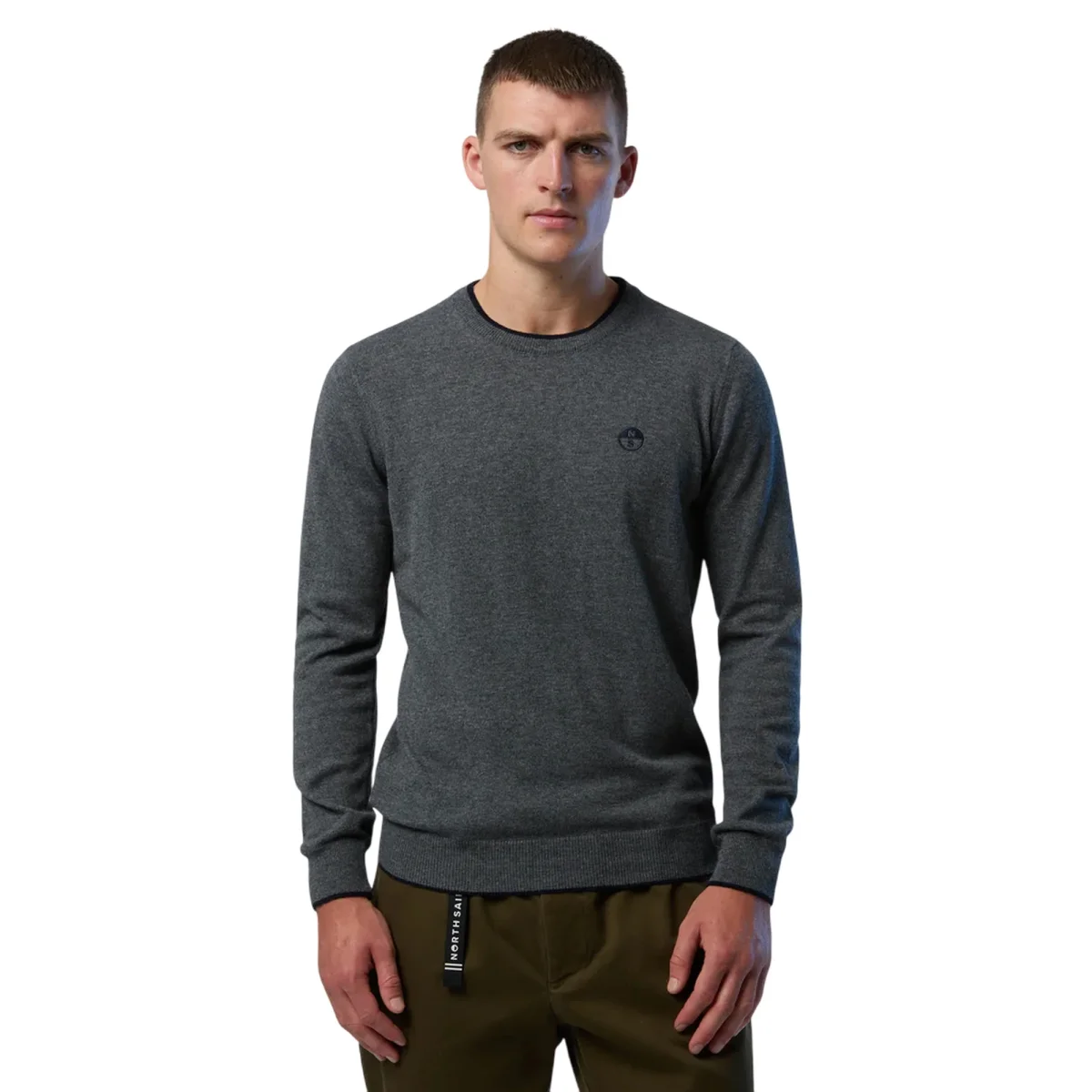 Maglione girocollo Uomo con logo ricamato Grigio - immagine 3