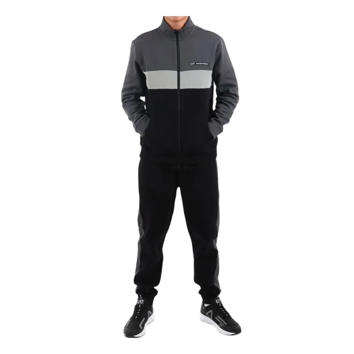 Tuta Uomo Nera/Grigia in cotone felpato - immagine 2