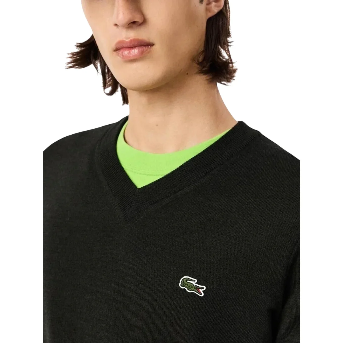 Pullover Uomo Verde Scuro a V - immagine 3