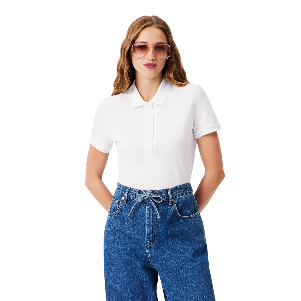 Polo a manica corta da donna in piqué di cotone stretch - immagine 5