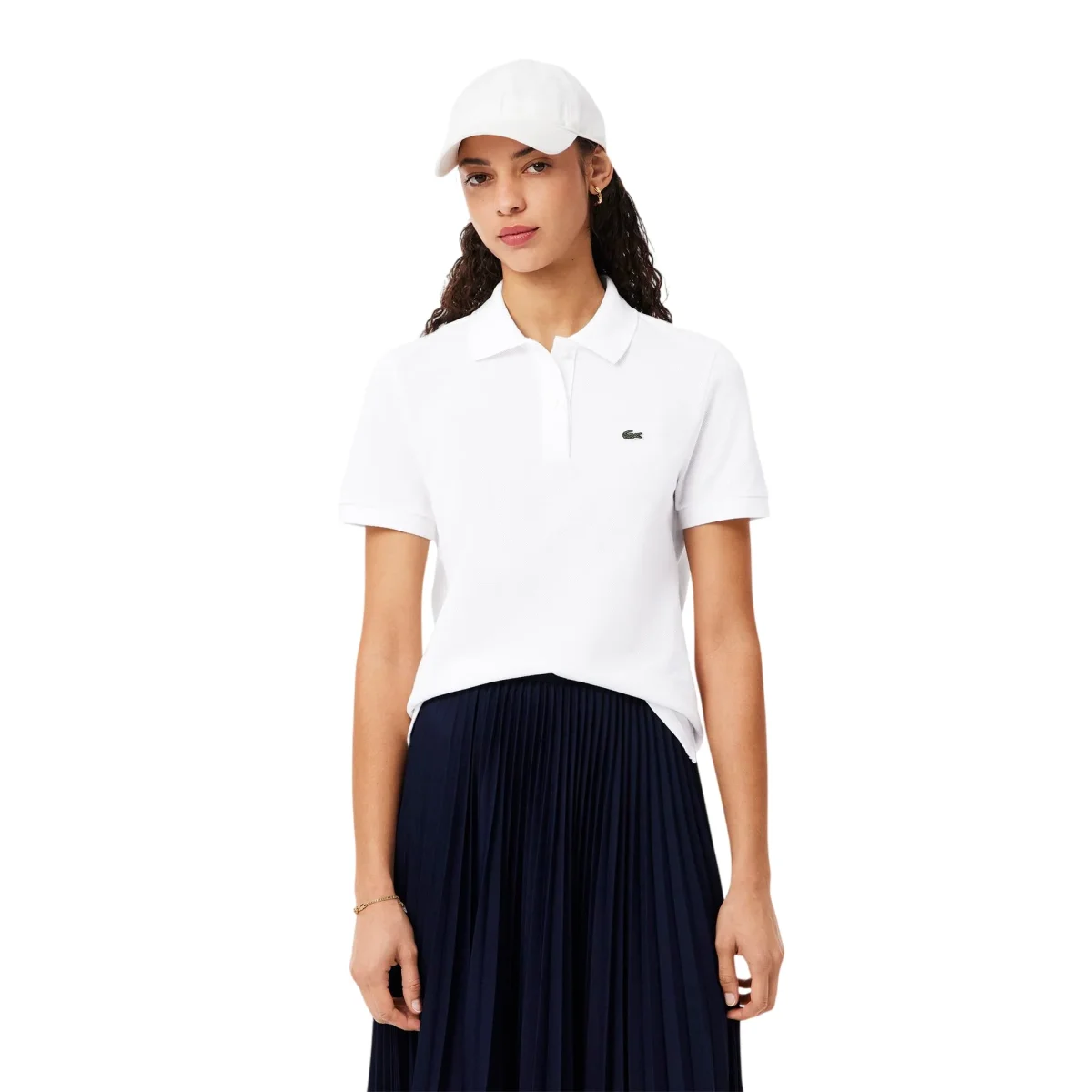 Polo bianca da donna regular fit in morbido petit piqué - immagine 4