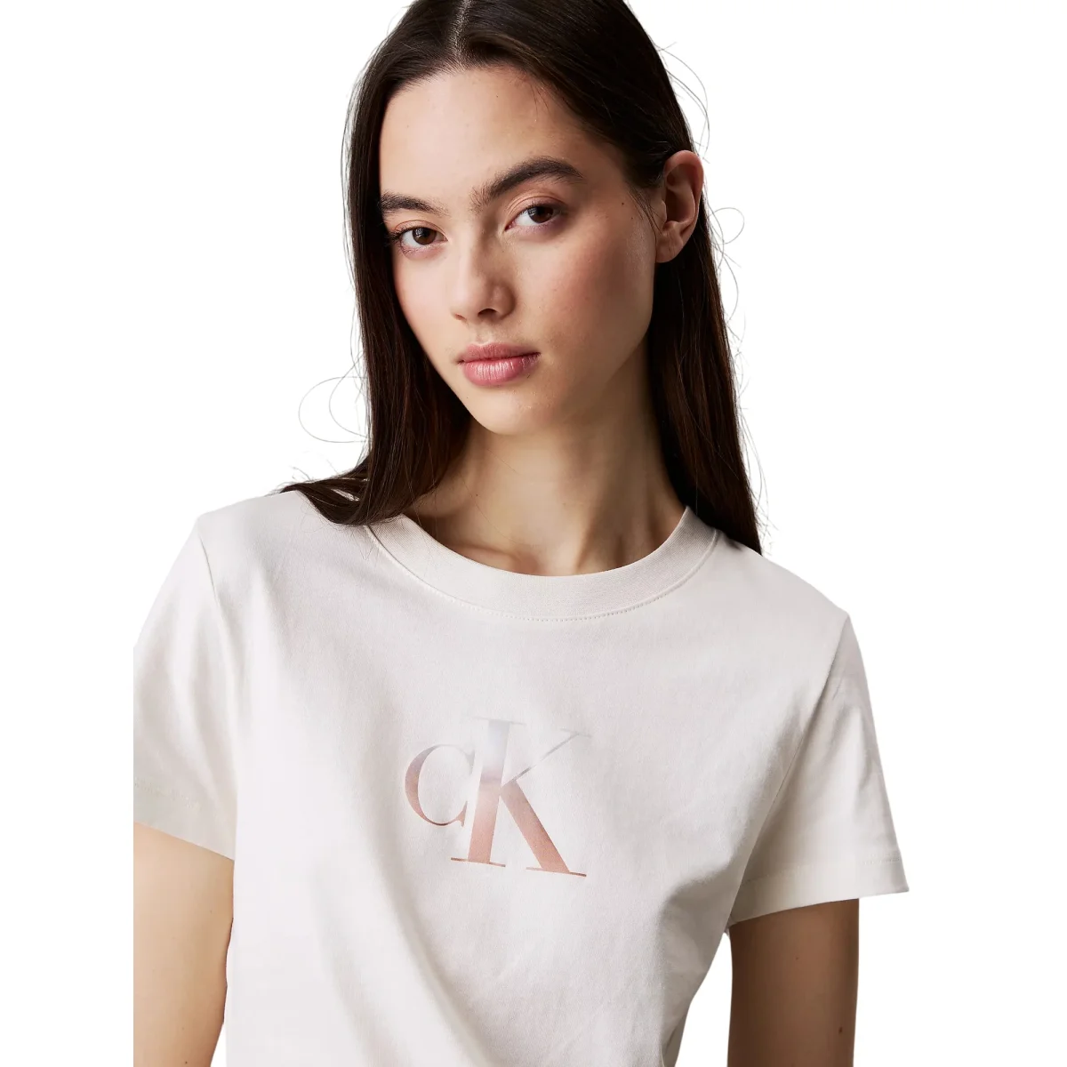 T-shirt Donna Scollo Tondo e Logo Sfumato - immagine 4