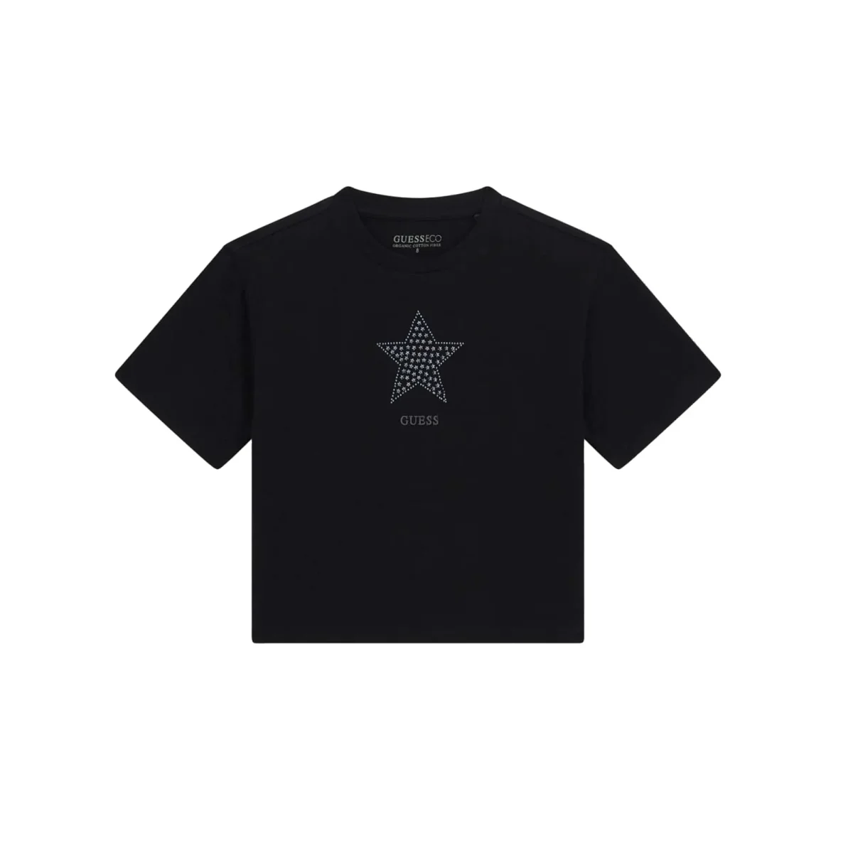 T-shirt nera Bambina con stella con strass - immagine 2