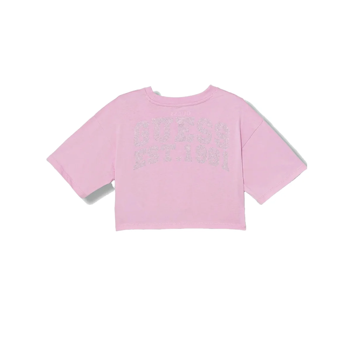 T-shirt Bambina cropped Rosa con strass - immagine 3