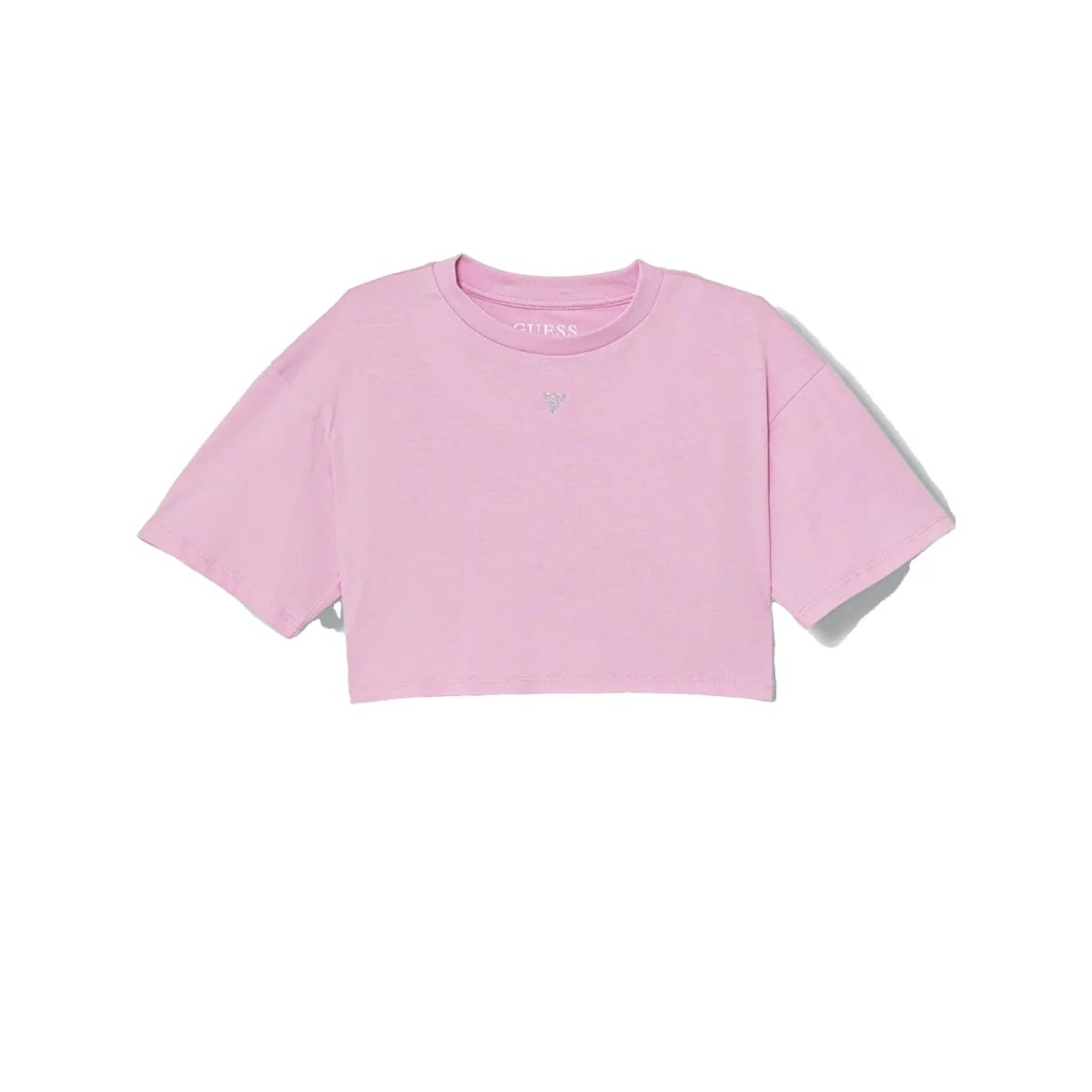 T-shirt Bambina cropped Rosa con strass - immagine 2