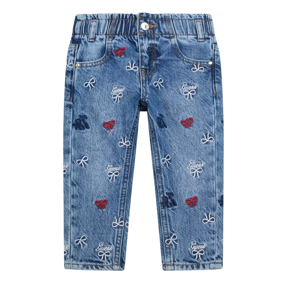 Jeans Bambina a gamba dritta con ricami - immagine 2