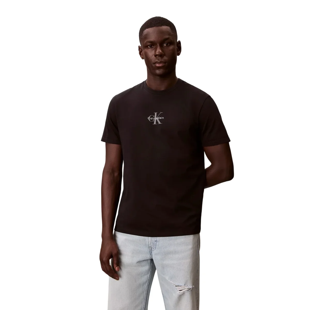 T-shirt marrone 100% cotone con logo sul petto - immagine 2