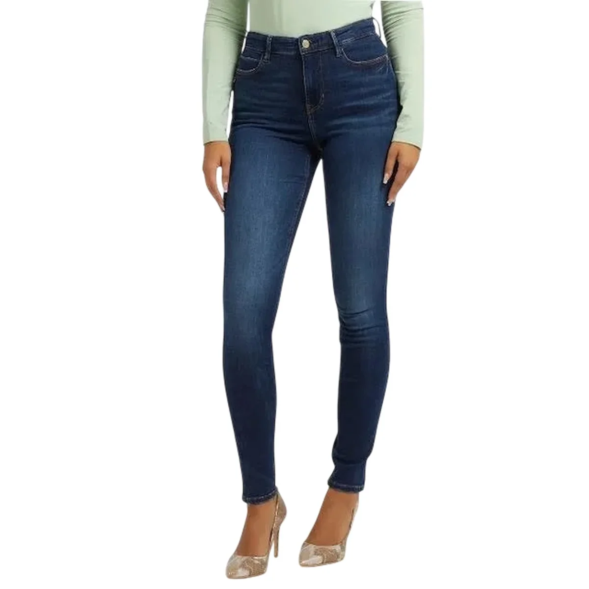 Jeans Donna skinny a vita alta Blu - immagine 3