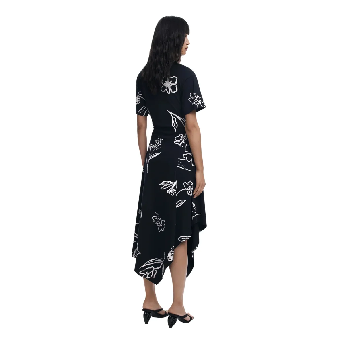 Abito Donna asimmetrico fantasia floreale - immagine 4