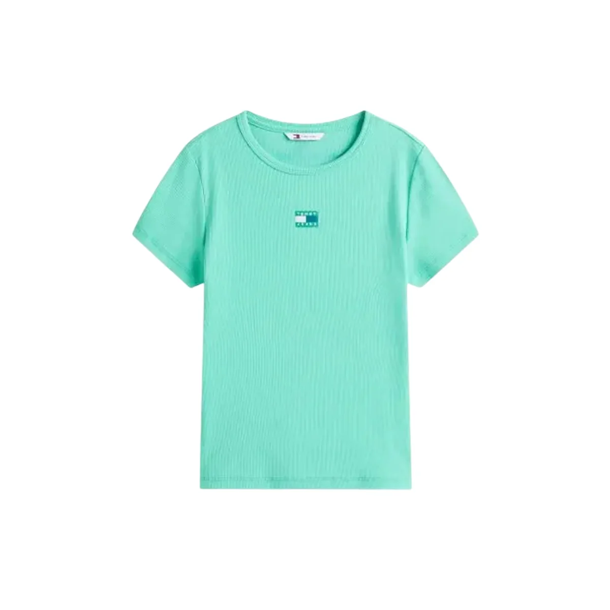 T-shirt Donna a costine Slim Badge Verde - immagine 2