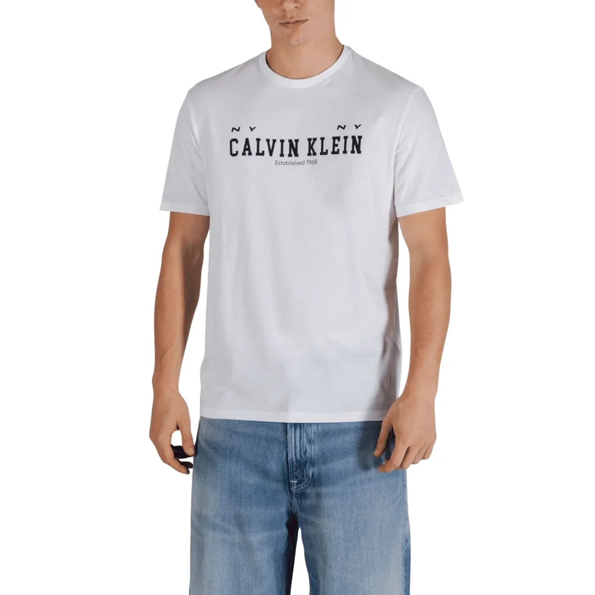 CALVIN KLEIN JEANS T-Shirt Uomo Bianco Stampa Cotone - immagine 2