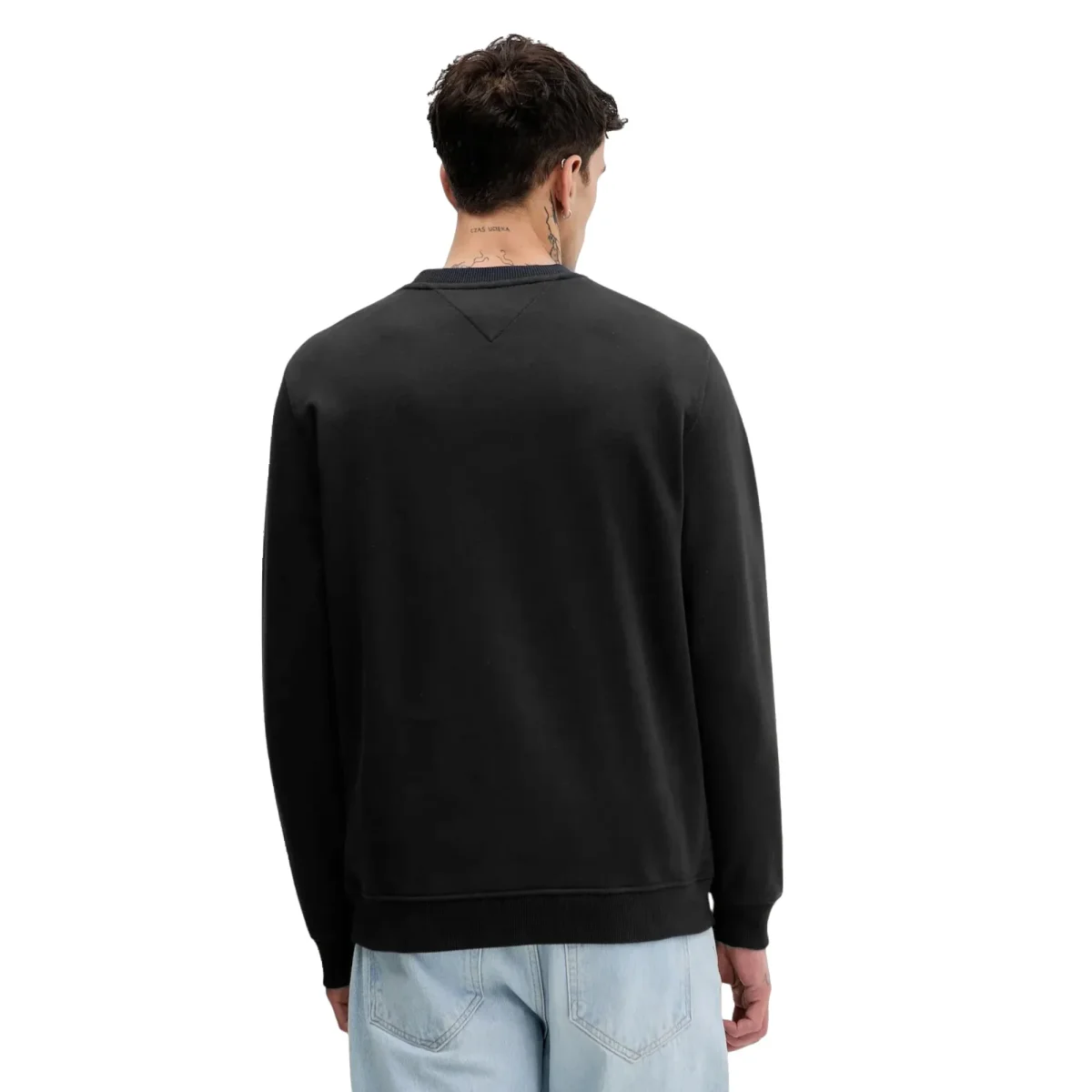 TOMMY HILFIGER Felpa Uomo Nera Cotone Organico Stampa Maniche Lunghe - immagine 3