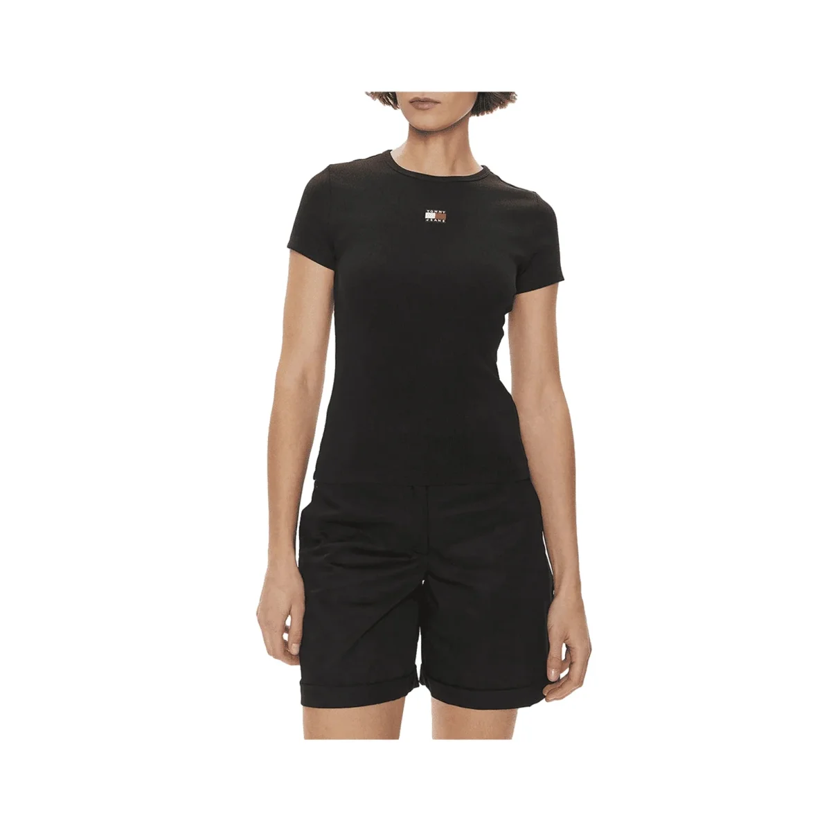 TOMMY HILFIGER T-Shirt Tjw Slim Badge Rib T Donna Nero - immagine 2