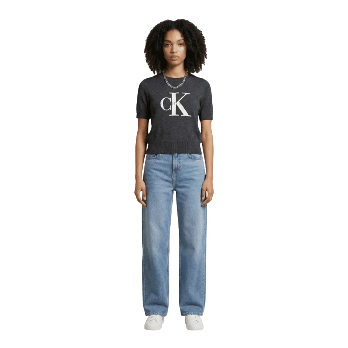 CALVIN KLEIN JEANS Maglia Donna Cotone Grigia Stampa - immagine 4