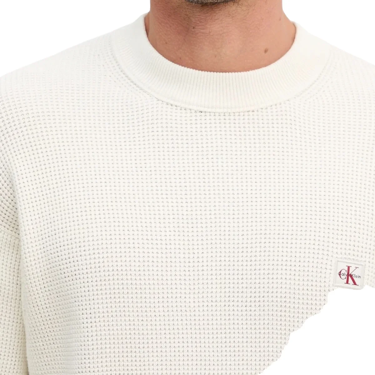 CALVIN KLEIN Maglia in Cotone Waffel Bianco - immagine 4