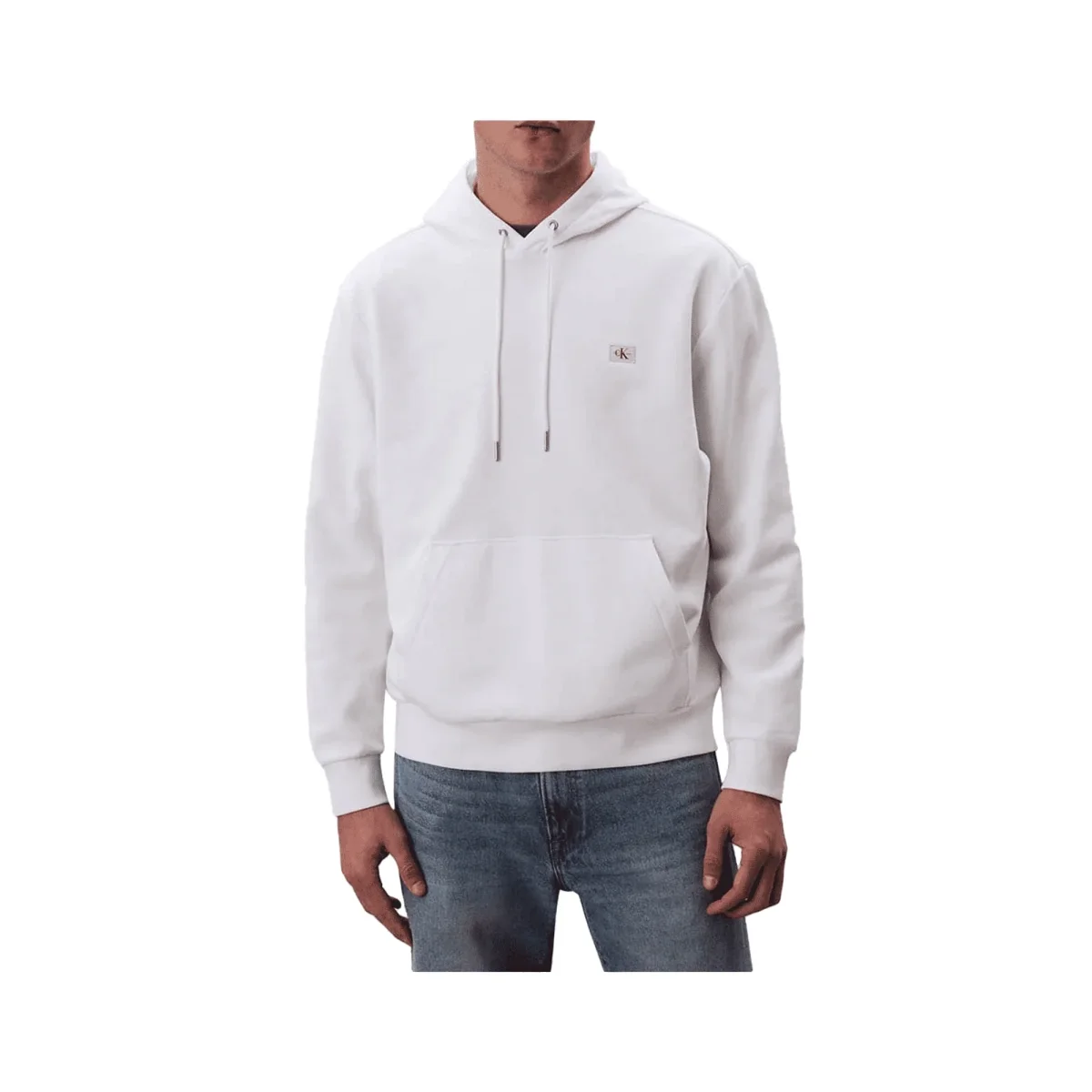 CALVIN KLEIN Felpa con Cappuccio Uomo Cotone Rigenerativo Bianco - immagine 2