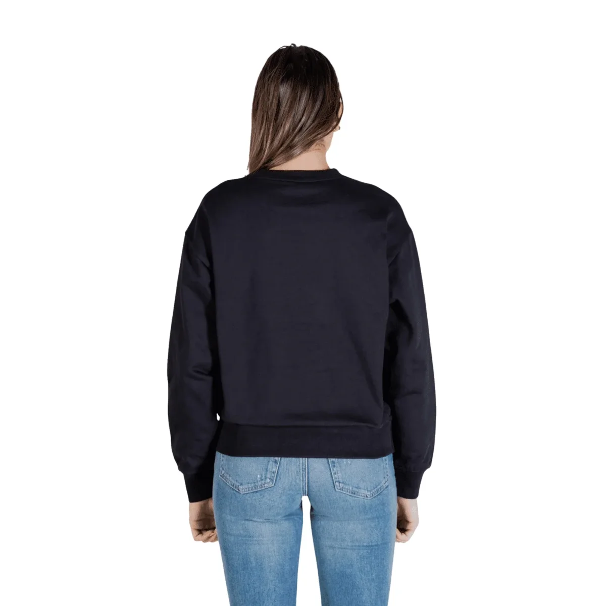 Calvin Klein Jeans Felpa Donna Nera Maniche Lunghe Scollo Tondo - immagine 3