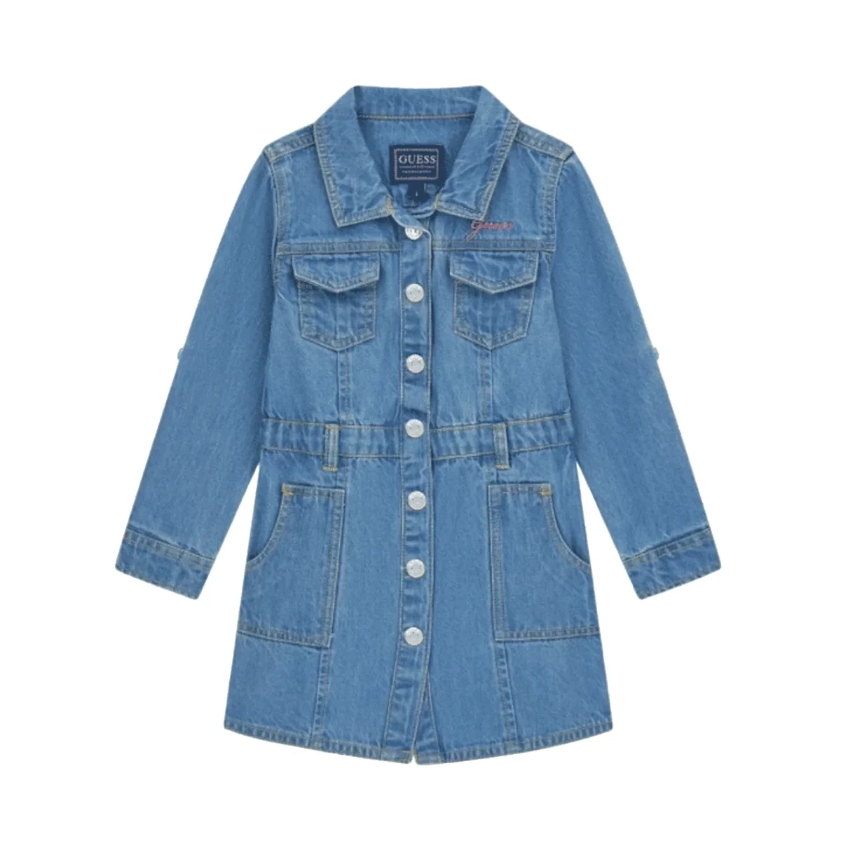 Vestito Jeans Bambina Cotone Maniche Lunghe - immagine 2