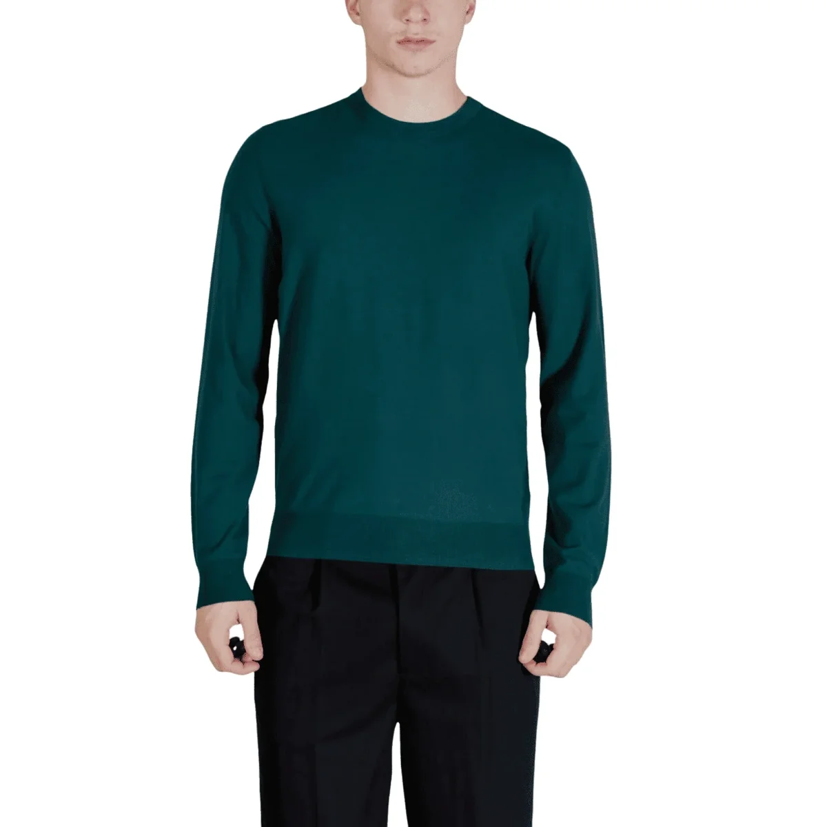 Maglia Uomo Verde Maniche Lunghe Scollo Tondo - immagine 2