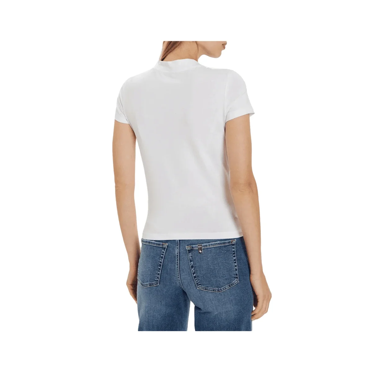 T-Shirt Donna Bianca in Cotone con strass - immagine 3