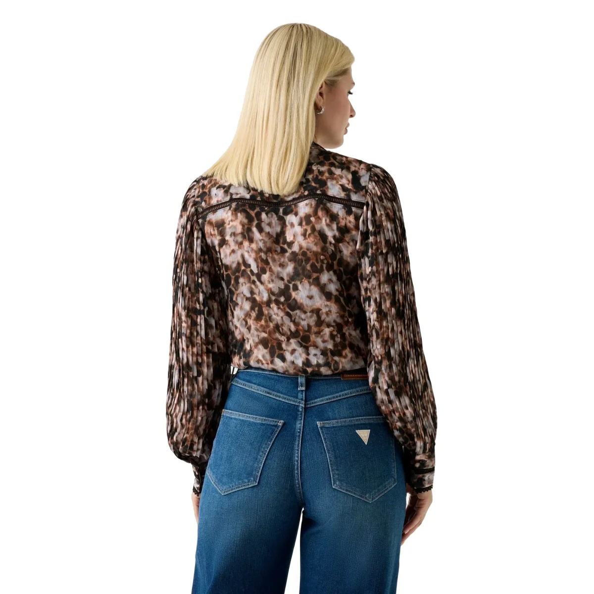 GUESS Blusa Chiffon Stampa Animalier con Scollo a V - immagine 3
