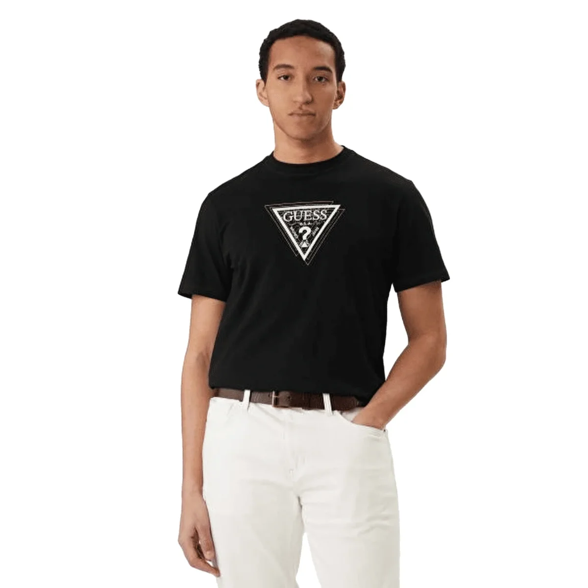 GUESS T-shirt da Uomo in Cotone Jersey con Logo Triangolo - immagine 2