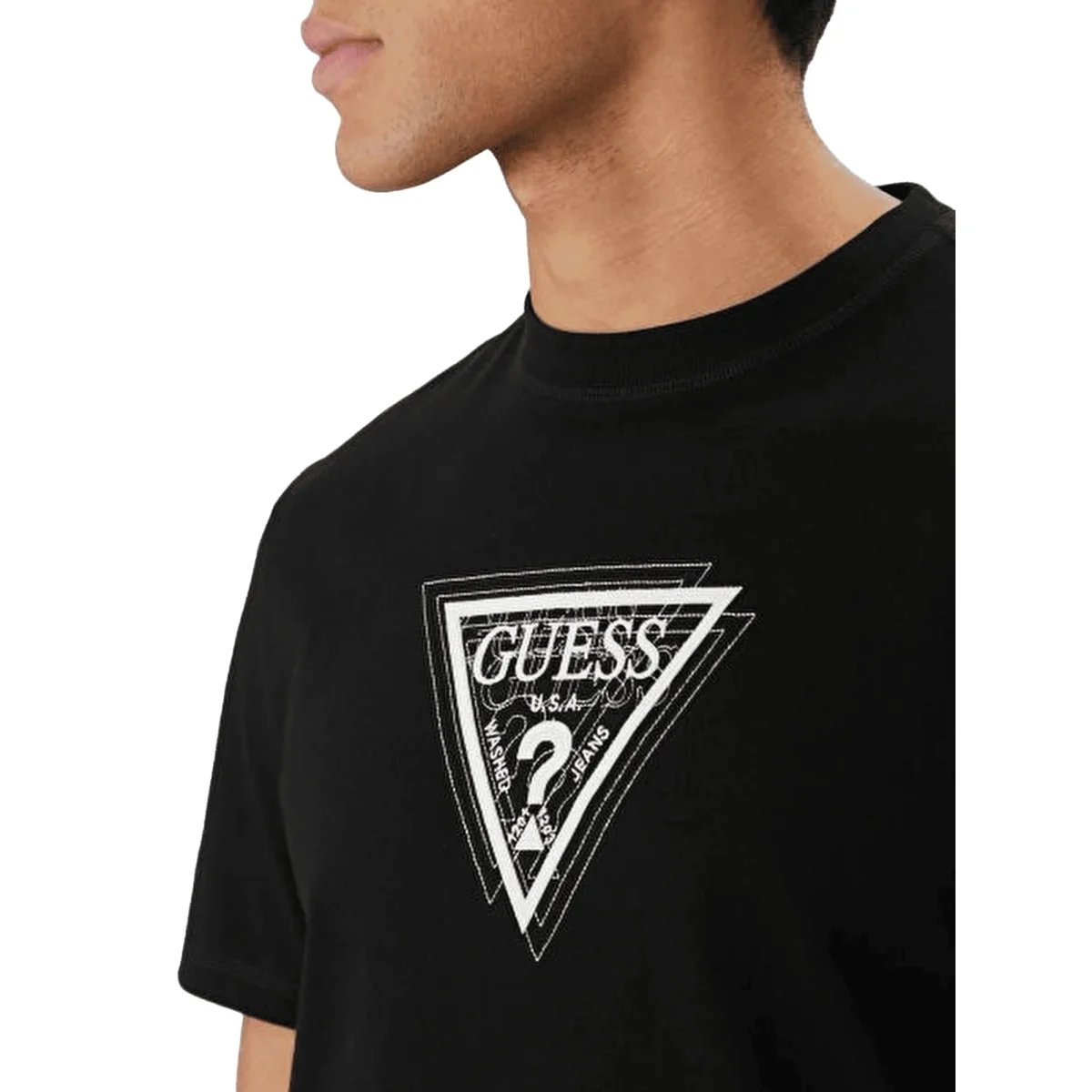 GUESS T-shirt da Uomo in Cotone Jersey con Logo Triangolo - immagine 4