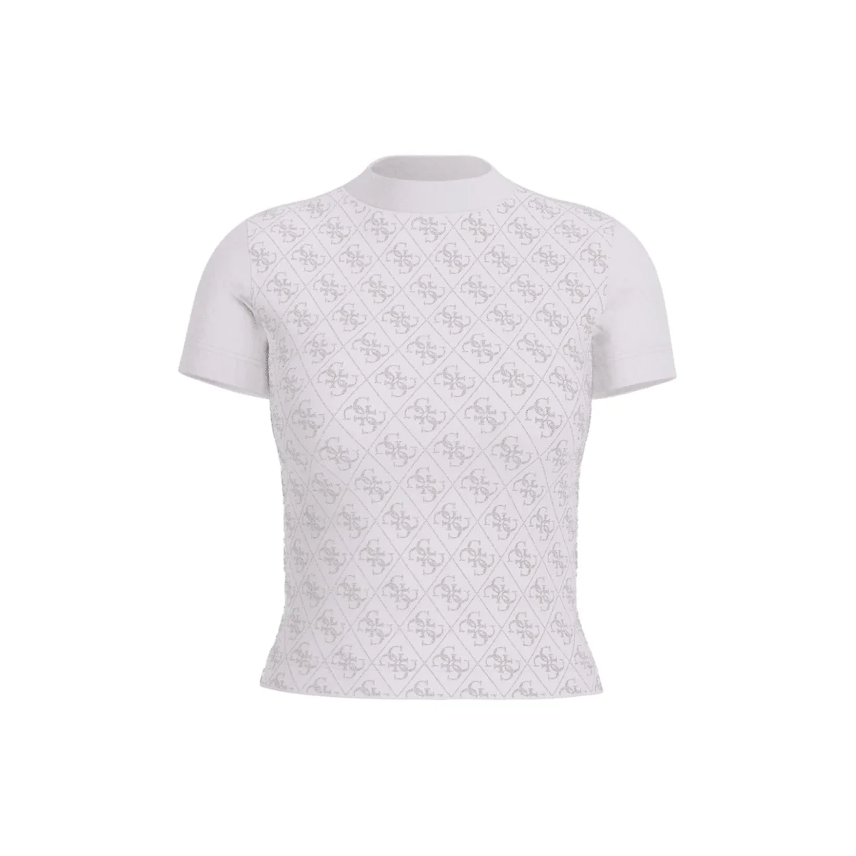 GUESS T-Shirt Cotone Elasticizzato con Logo Strass da Donna - immagine 2