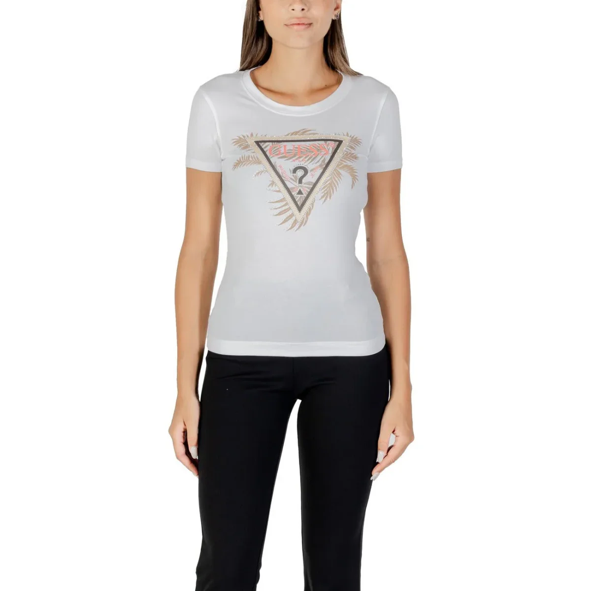 T-shirt Donna stampa logo triangolo e strass - immagine 2